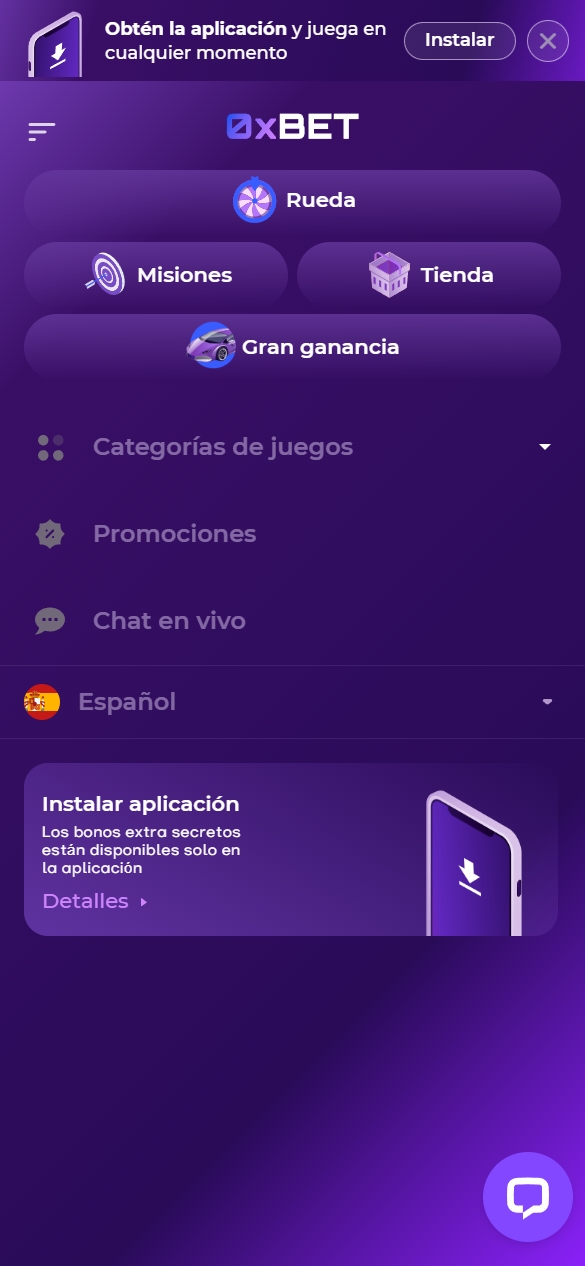 Menú principal & navegación rápida